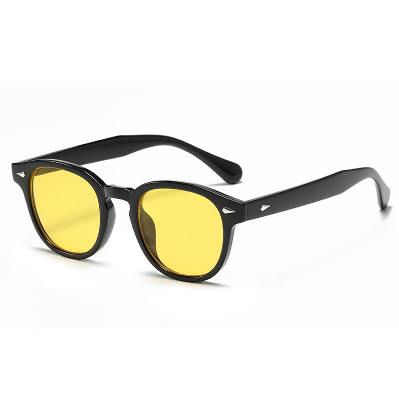 Round Keyhole Frame Retro Sunglasses - C7