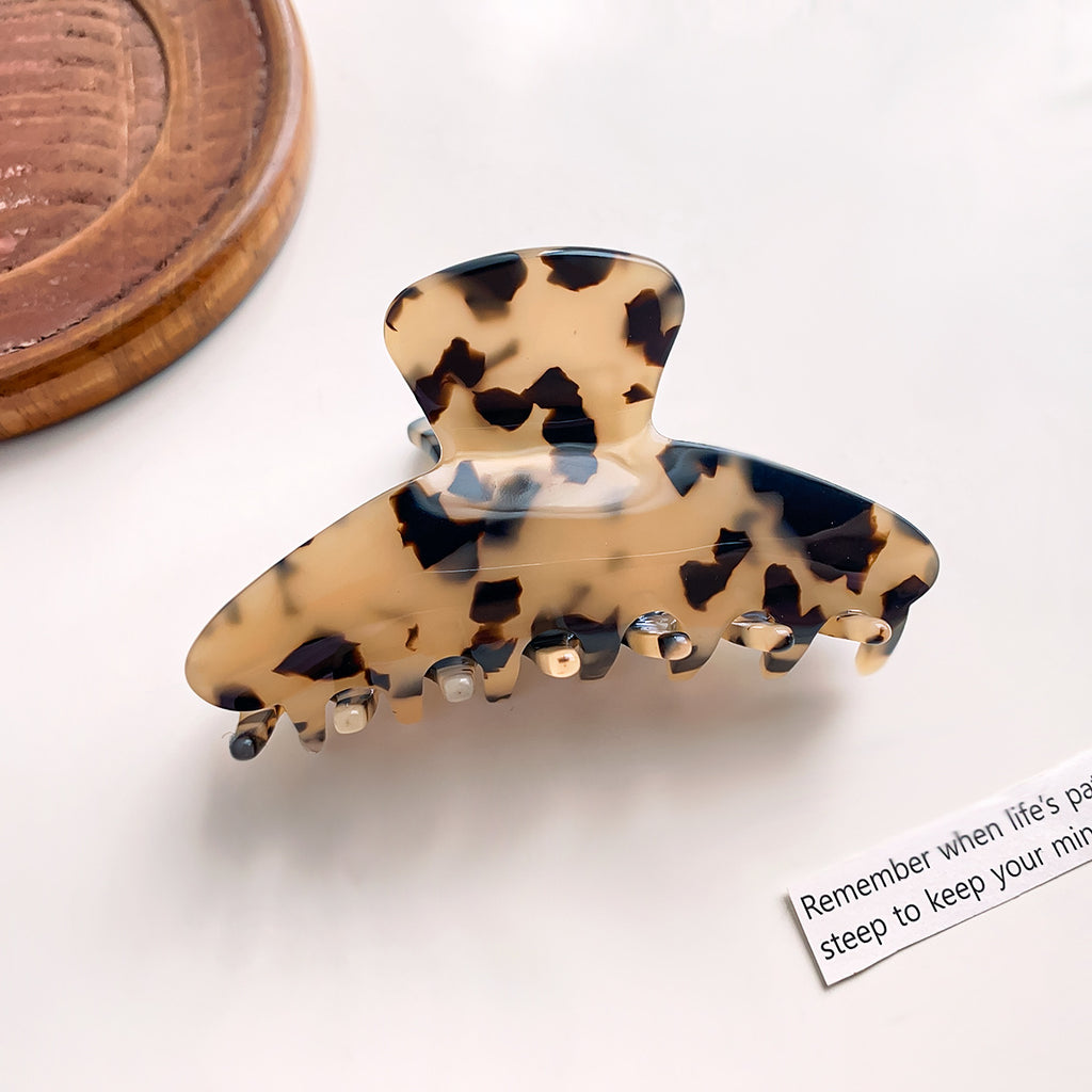 Small Tortoise Print Acetate Claw Clip - beige