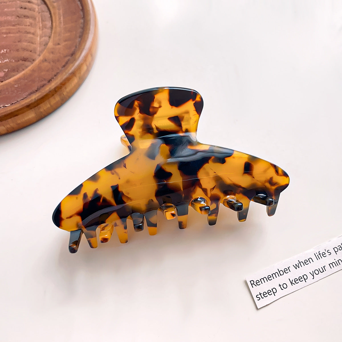 Small Tortoise Print Acetate Claw Clip - coffee