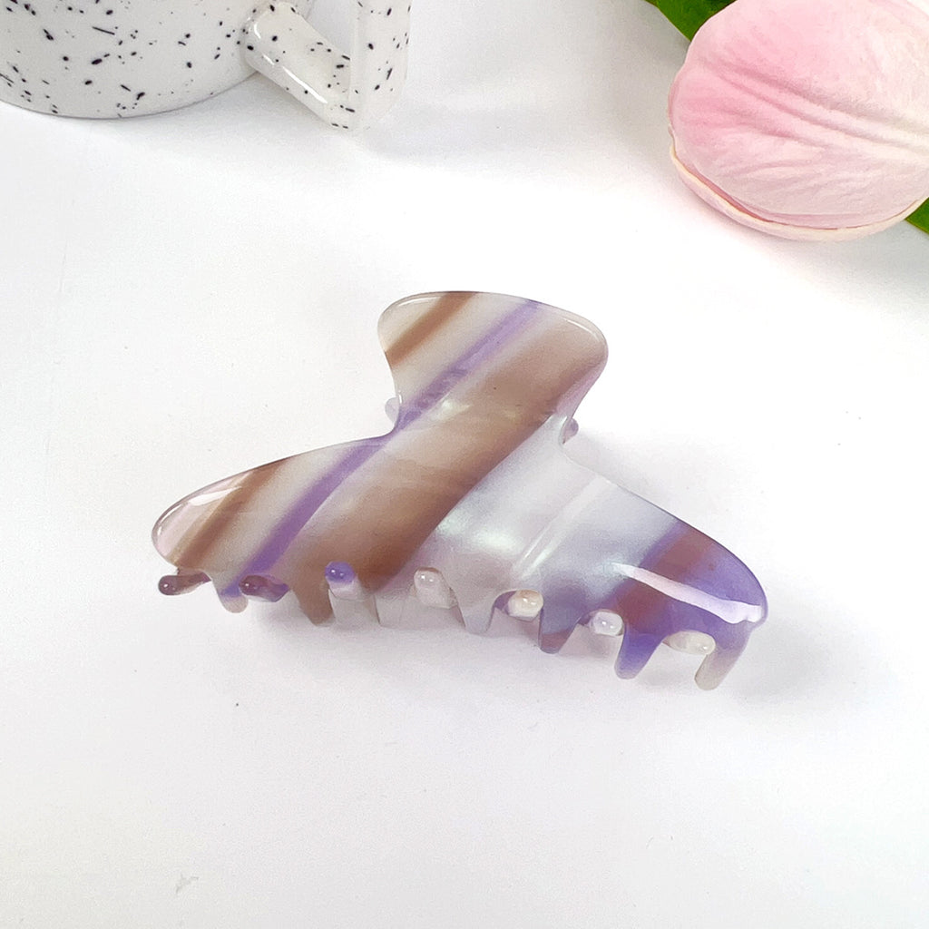Small Tortoise Print Acetate Claw Clip - purple