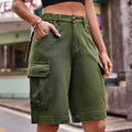 Knee Length Utility Cargo Bermuda Shorts - Olive