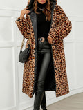 Hooded Long Faux Fur Leopard Coat - Leopard