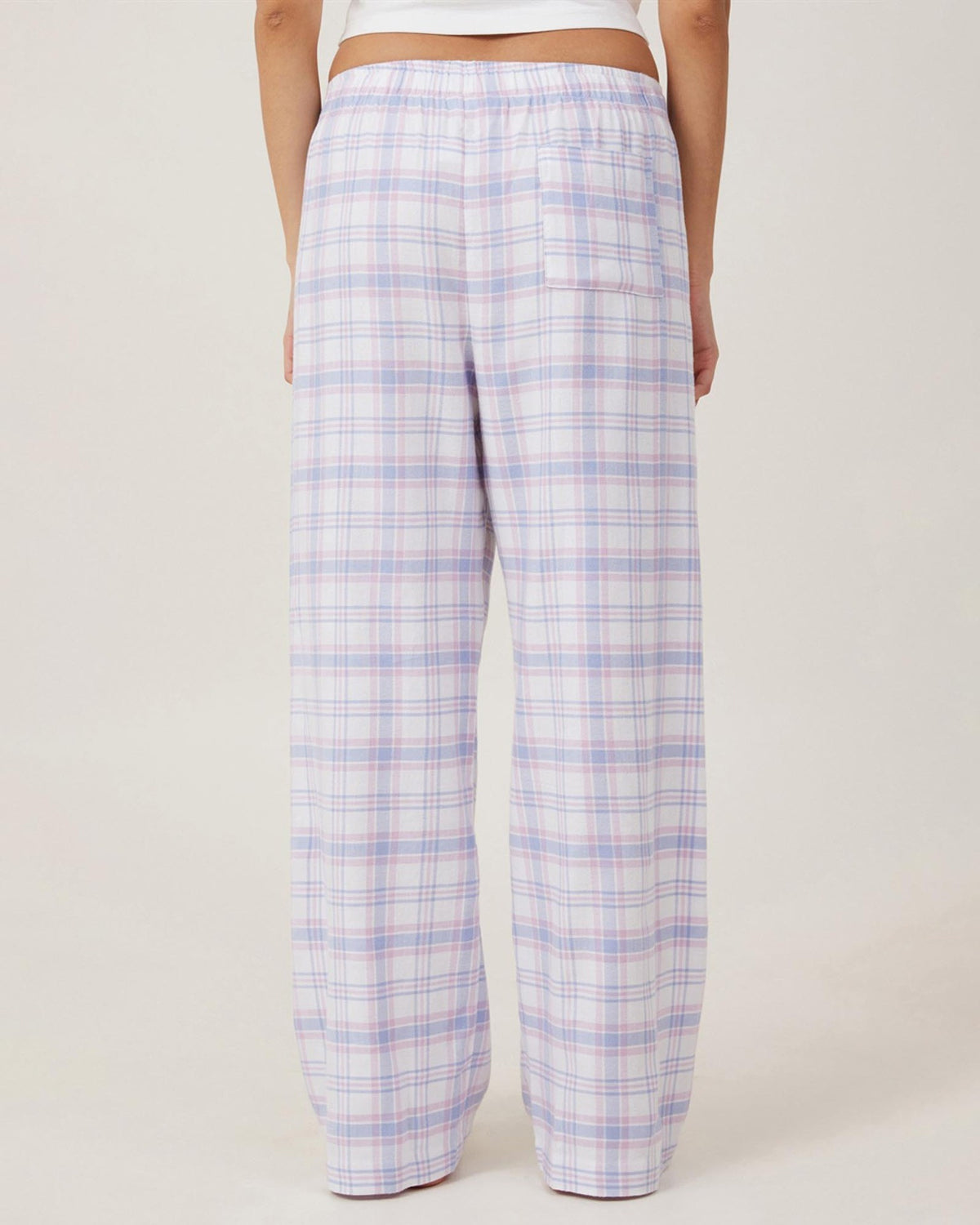 Cotton Pyjama Style Wide Leg Trousers - Purple - 1