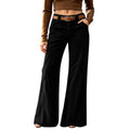 Corduroy Front Patch Pocket Wide Leg Pants - Black
