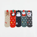 Festive Animal Motif Crew Socks - DkGreen
