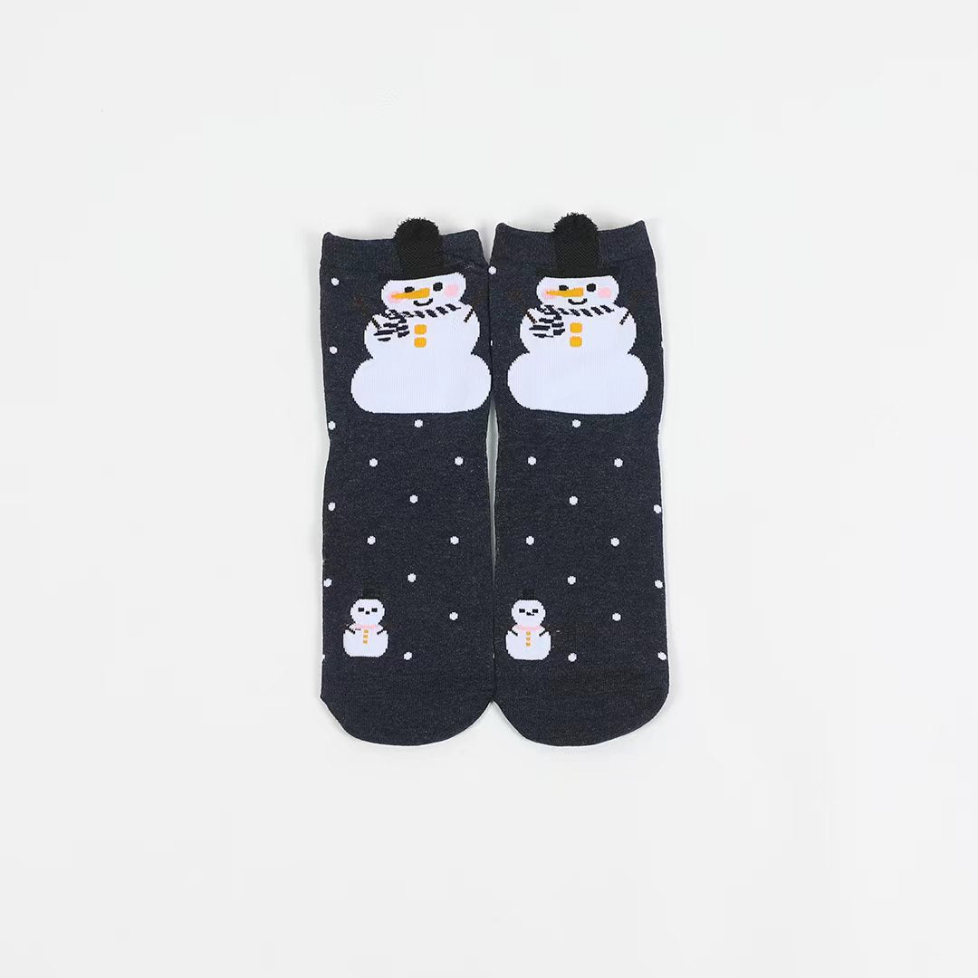 Festive Animal Motif Crew Socks - Navy