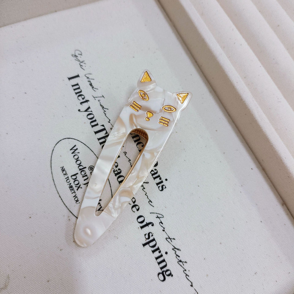 Cat Ear Snap Hair Clip in Marbled Acetate - Color_07