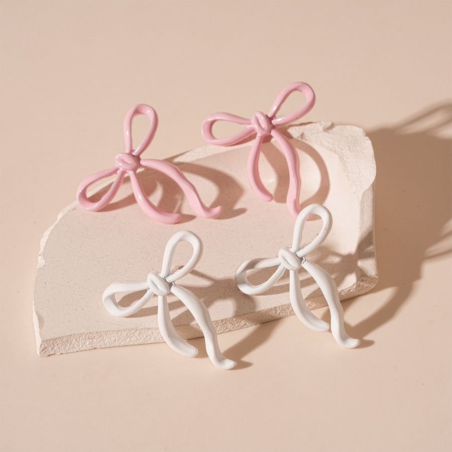 Matte Ribbon Bow Stud Earrings