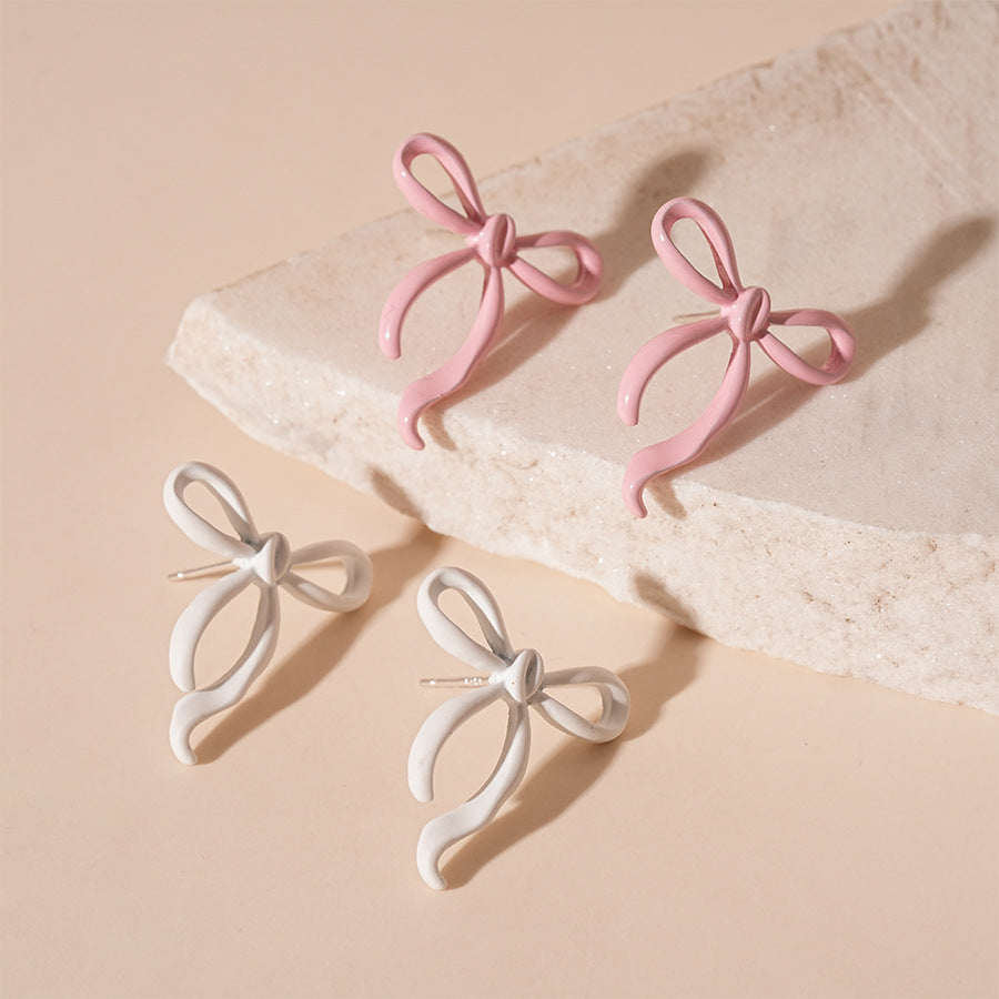 Matte Ribbon Bow Stud Earrings - view 1