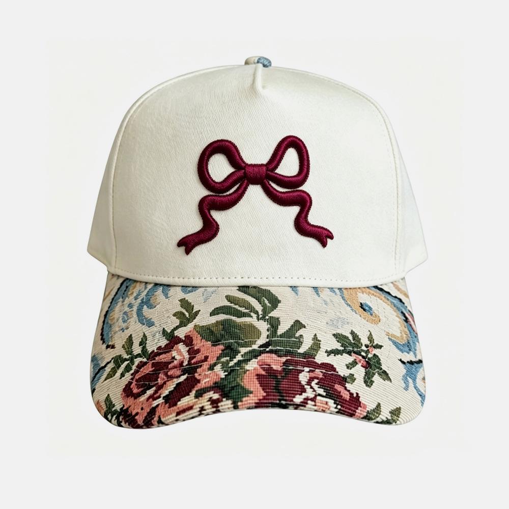 Embroidered Graphic Baseball Cap With Tapestry Bill - RBow