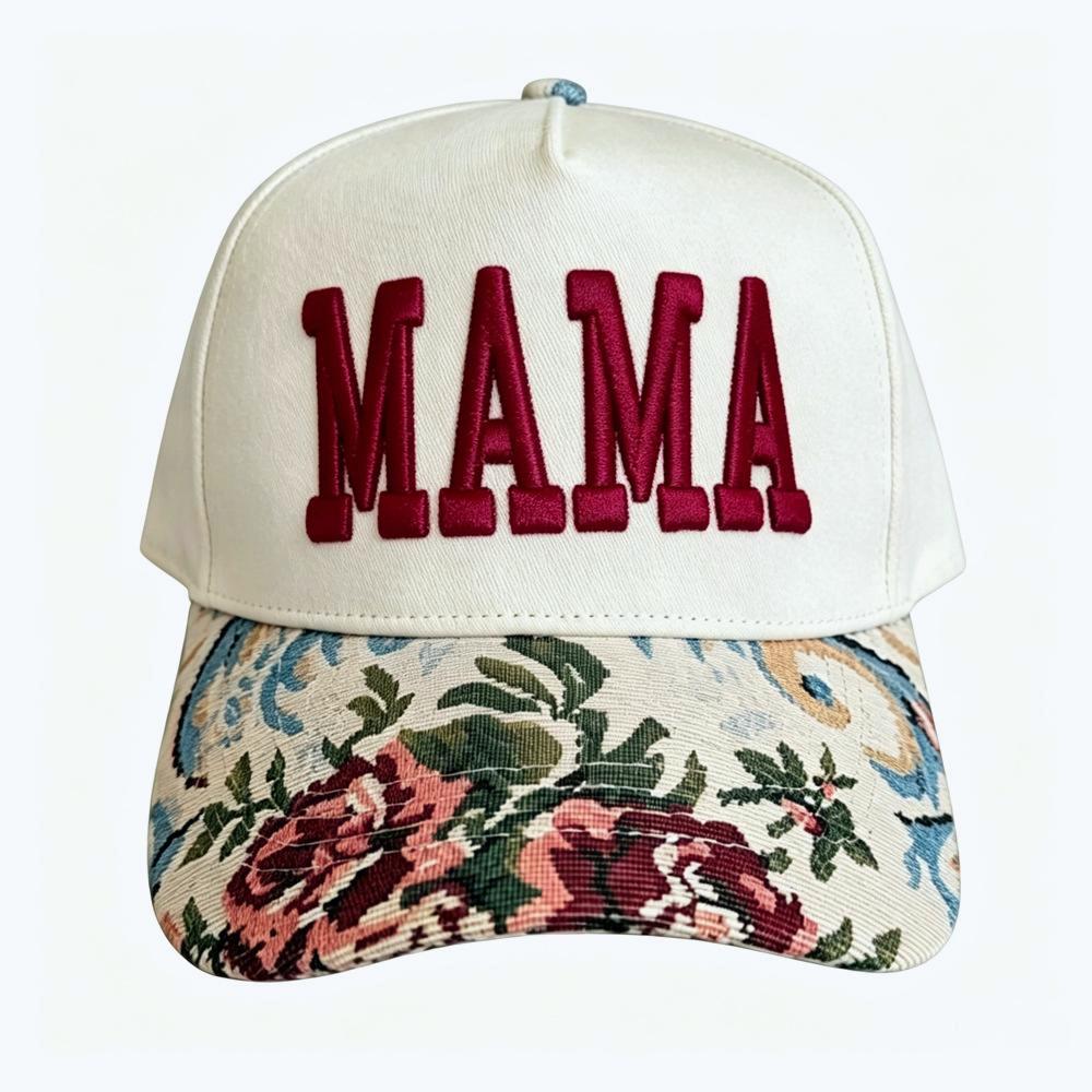 Embroidered Graphic Baseball Cap With Tapestry Bill - RMama