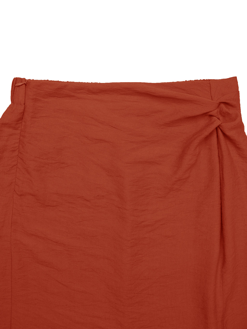 Twist Front Side Slit Midi Skirt - Orange - 3