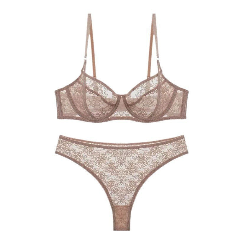 Floral Lace Underwire Balconette Bra And Panty Set