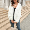 Fringe Sleeve Short Open Front Cardigan - white