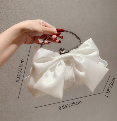 Satin Bow Frame Evening Handbag - view 1