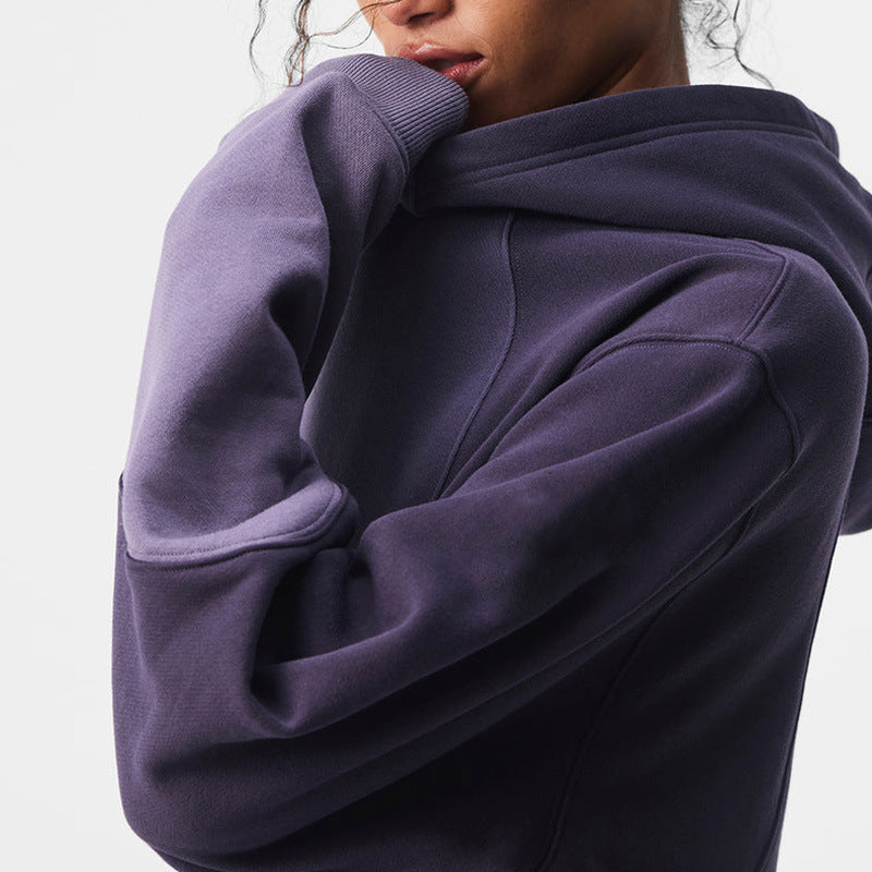 Patchwork Panel Oversized Fleece Hoodie - Purple_Top - 4
