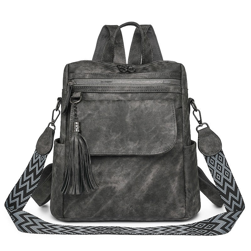 Distressed Tassel Backpack with Guitar Strap