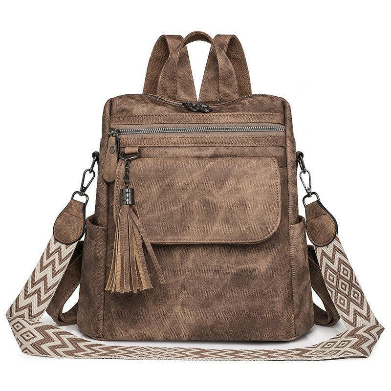 Distressed Tassel Backpack with Guitar Strap
