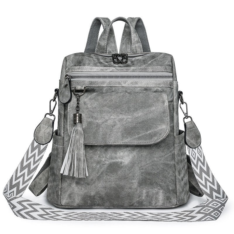 Distressed Tassel Backpack with Guitar Strap