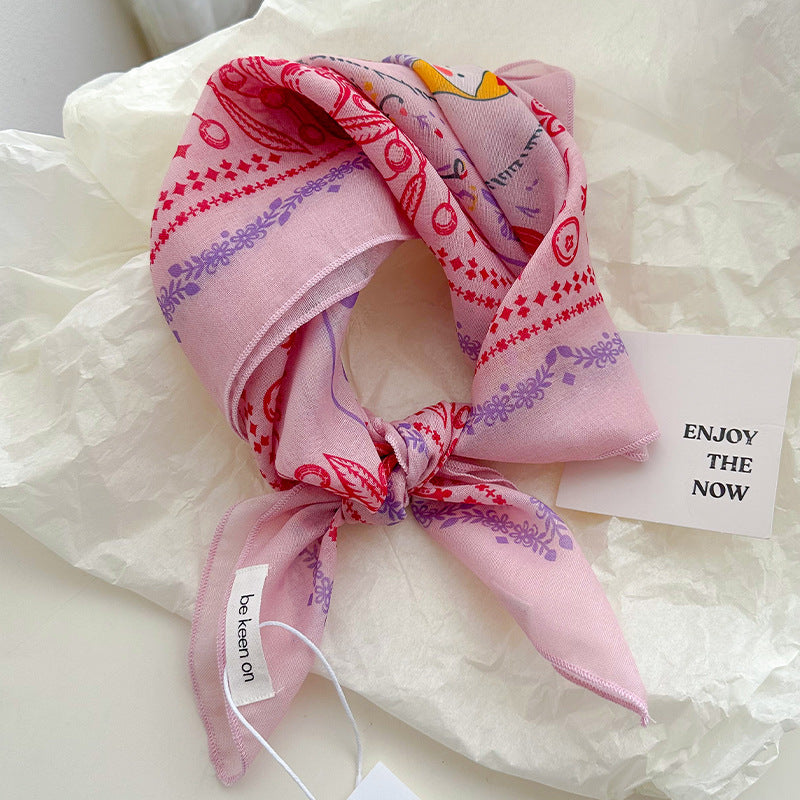 Pastel Patchwork Floral Bandana Square Scarf - NO04
