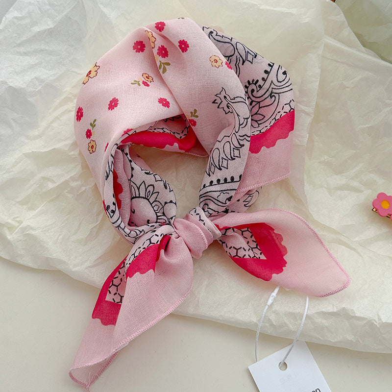 Pastel Patchwork Floral Bandana Square Scarf - NO05