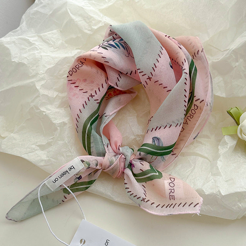 Pastel Patchwork Floral Bandana Square Scarf - NO07