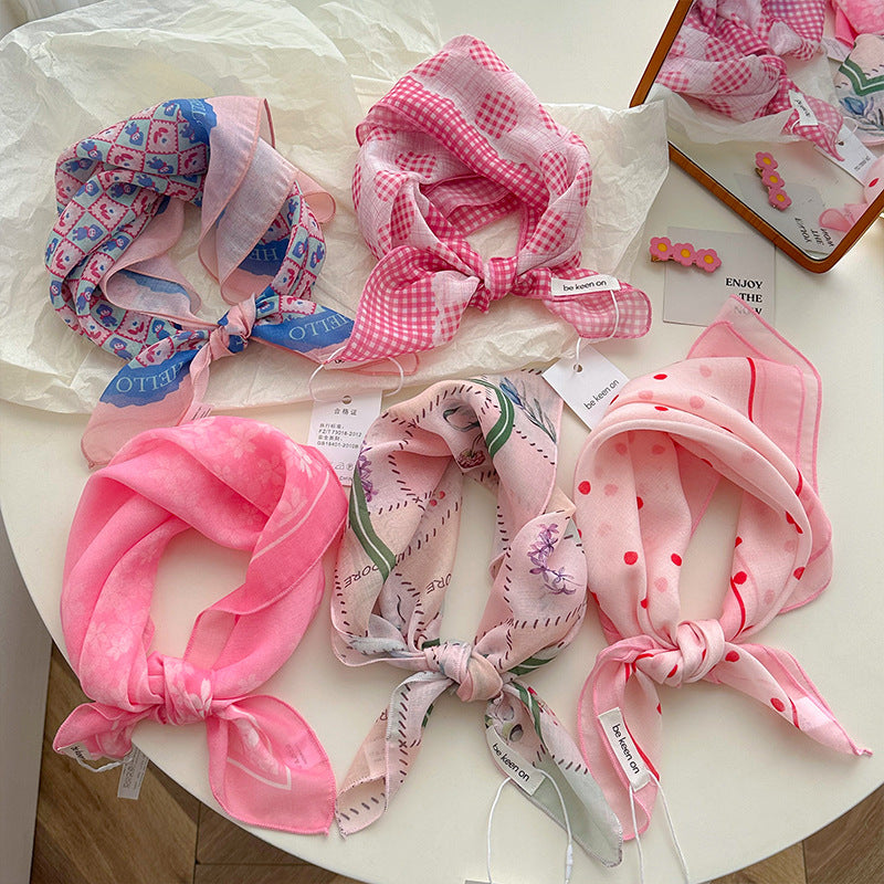 Pastel Patchwork Floral Bandana Square Scarf - view 8