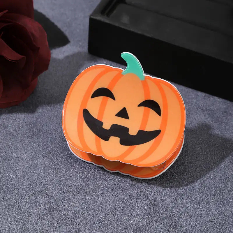Jack-O-Lantern Pumpkin Hair Claw Clip - C2