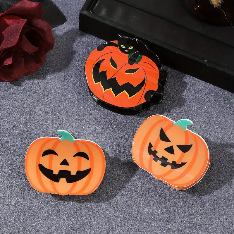 Jack-O-Lantern Pumpkin Hair Claw Clip