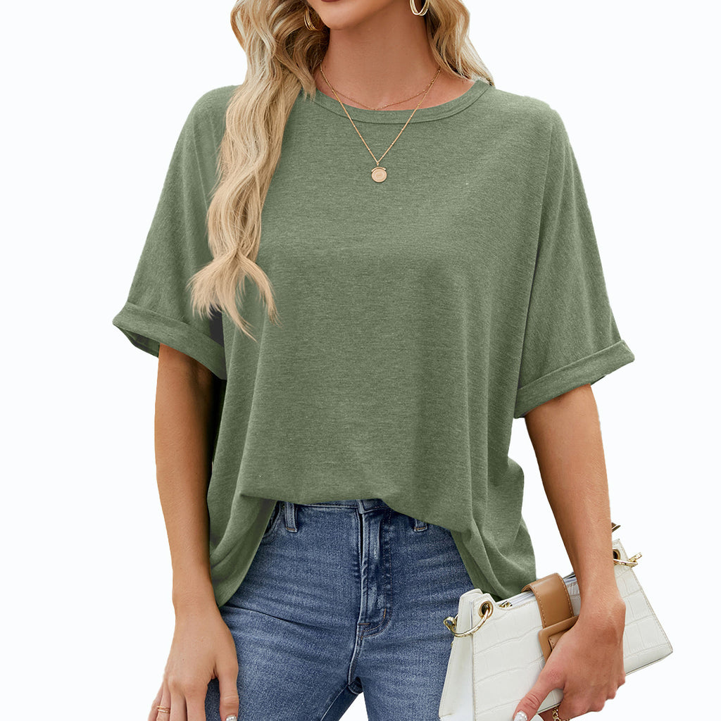 Oversized Drop Shoulder Crewneck Tee - ArmyGreen
