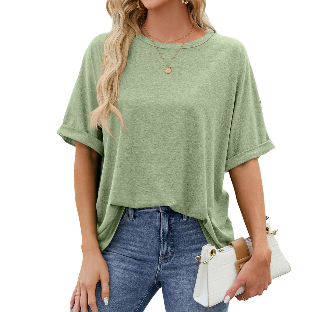 Oversized Drop Shoulder Crewneck Tee - BeanGreen