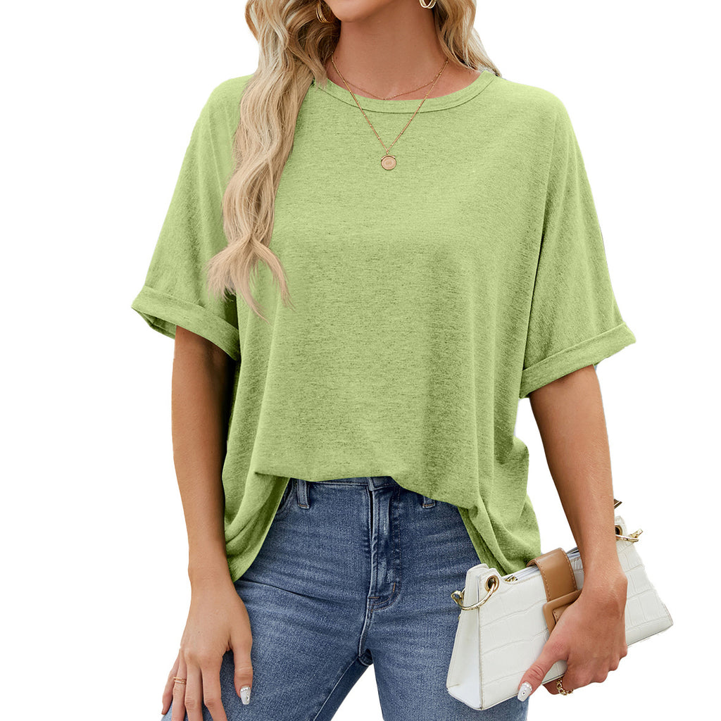 Oversized Drop Shoulder Crewneck Tee - LightGreen
