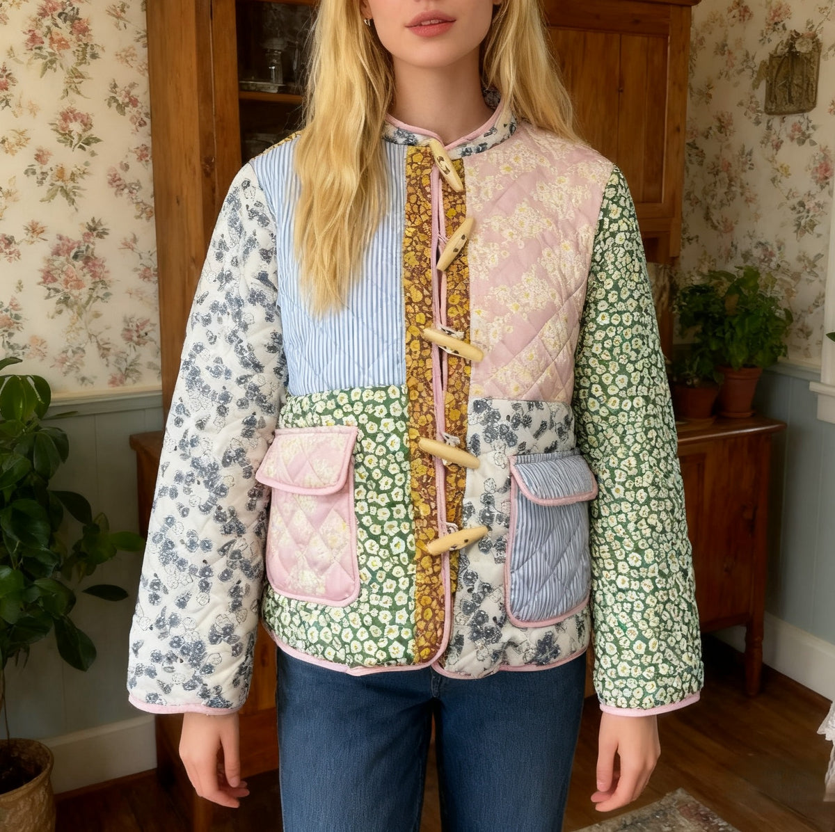 Ditsy Floral Patchwork Quilted Jacket
