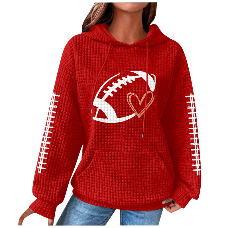 Football Heart Graphic Waffle Knit Sweatshirt - Color_02