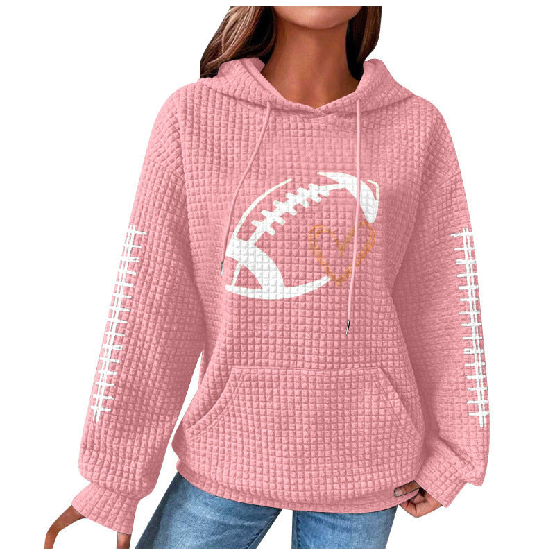Football Heart Graphic Waffle Knit Sweatshirt - Color_04