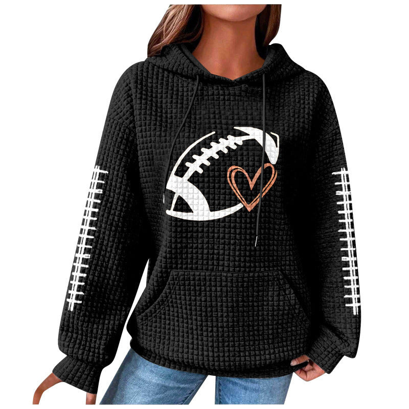 Football Heart Graphic Waffle Knit Sweatshirt - Color_05
