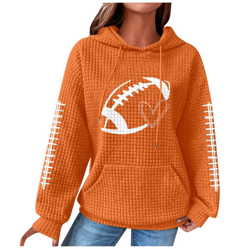 Football Heart Graphic Waffle Knit Sweatshirt - Color_08