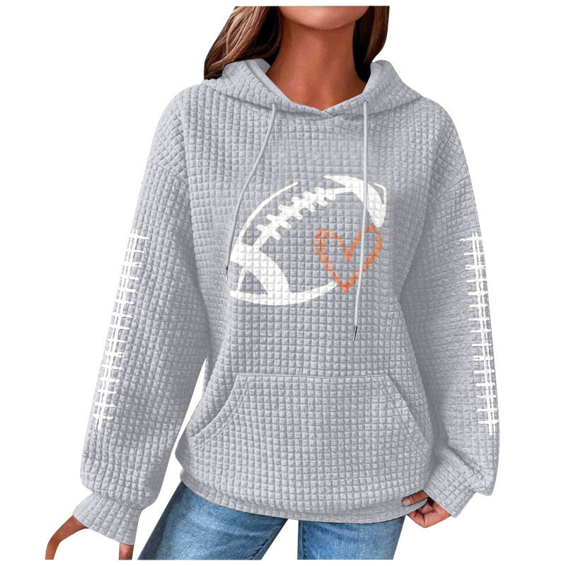 Football Heart Graphic Waffle Knit Sweatshirt - Color_09