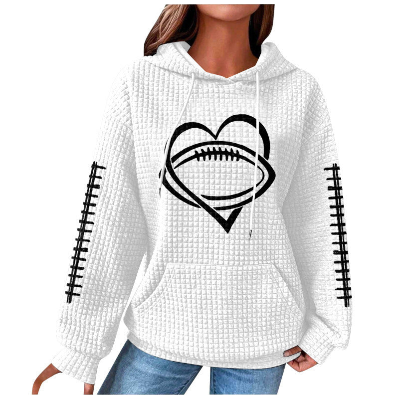 Football Heart Graphic Waffle Knit Sweatshirt - Color_11