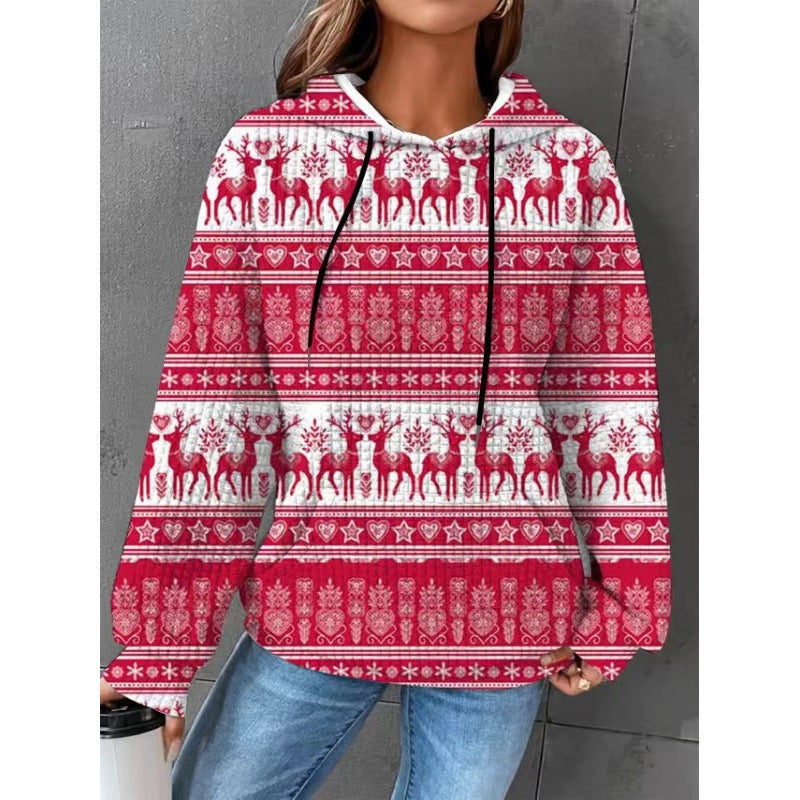 Football Heart Graphic Waffle Knit Sweatshirt - Color_21
