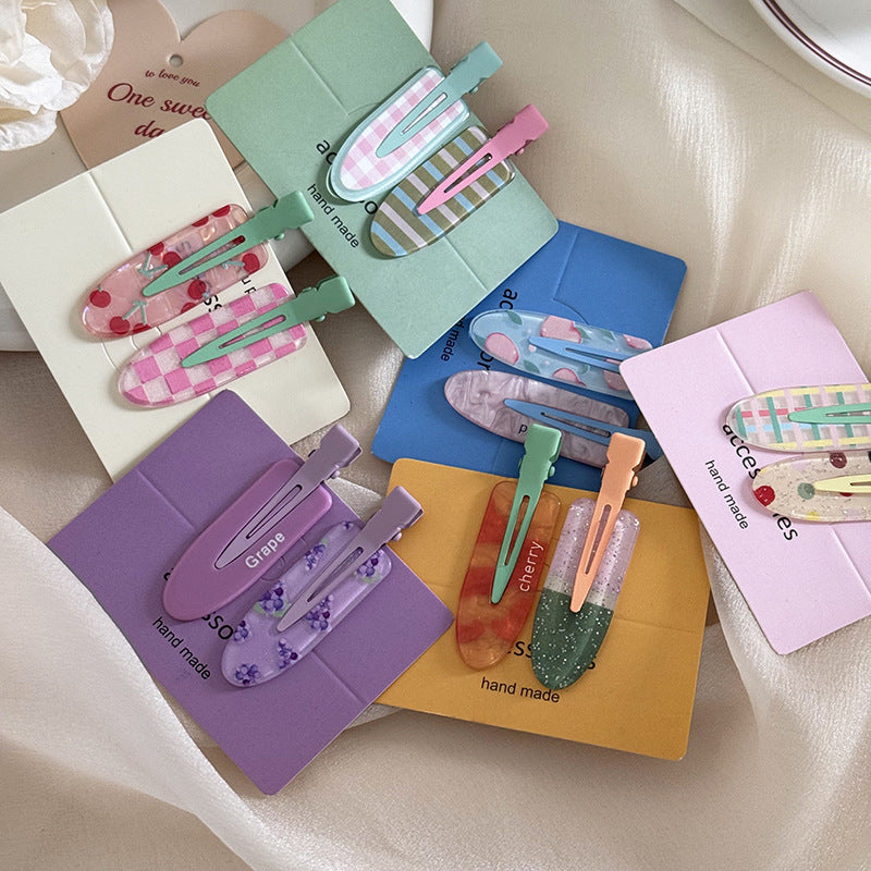 Patterned Creaseless Snap Hair Clip Set