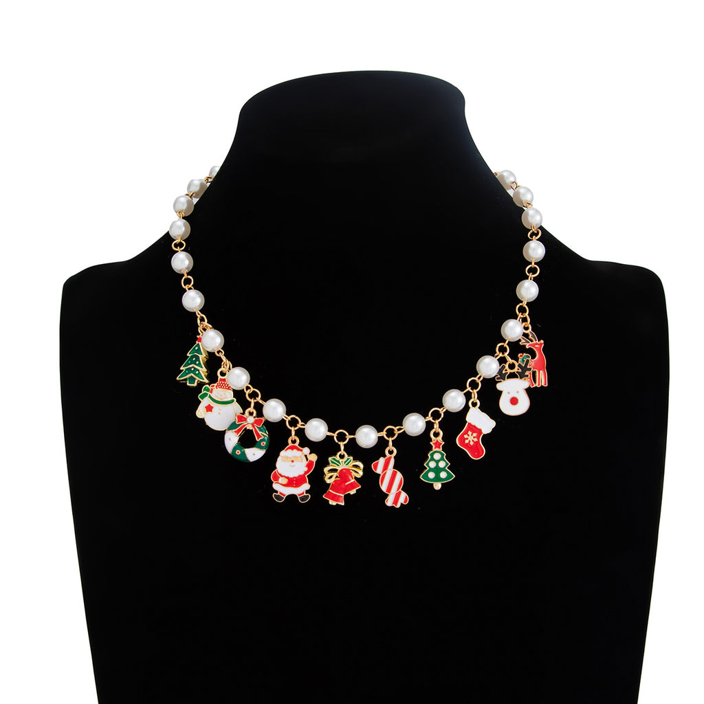 Enamel Holiday Charm Statement Necklace - NO-2 - 2