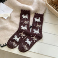 Vintage Cat Print Ruffle Cuff Socks - Kittens