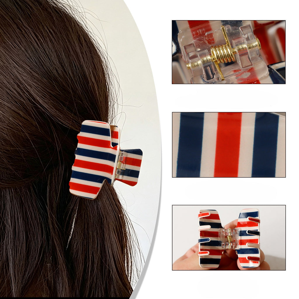 Mini Claw Clip With Retro Vertical Stripes - view 2