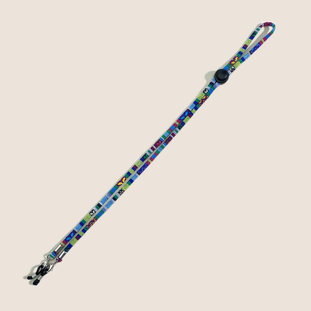 Woven Multicolor Eyeglass Strap Cord - Blue