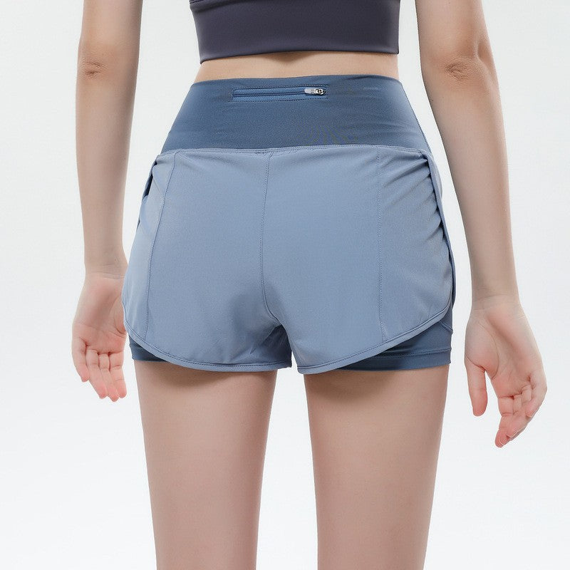 Wide Waistband 2-in-1 Running Shorts With Pocket