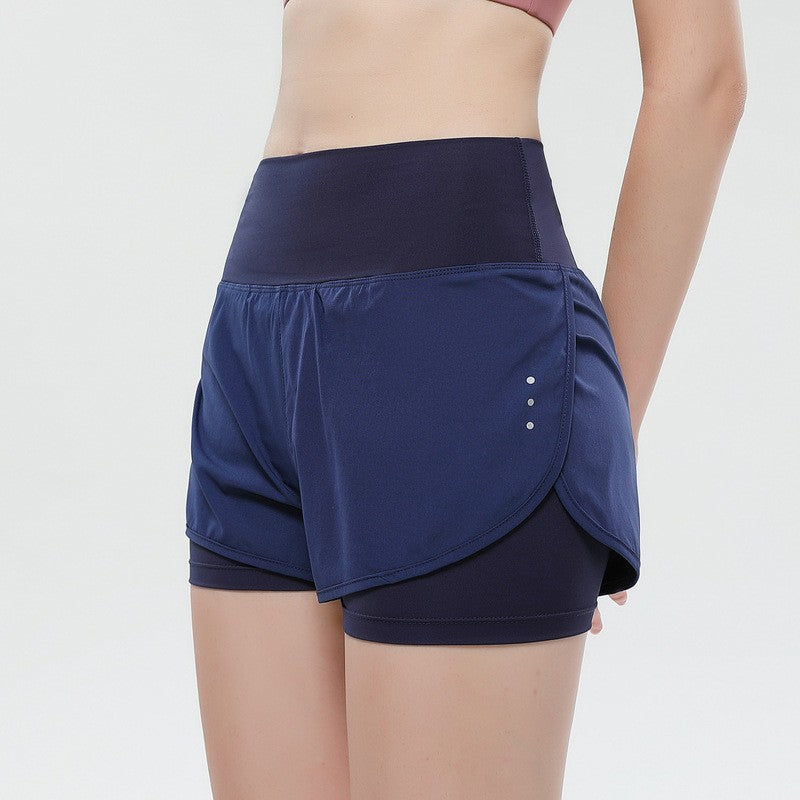 Wide Waistband 2-in-1 Running Shorts With Pocket