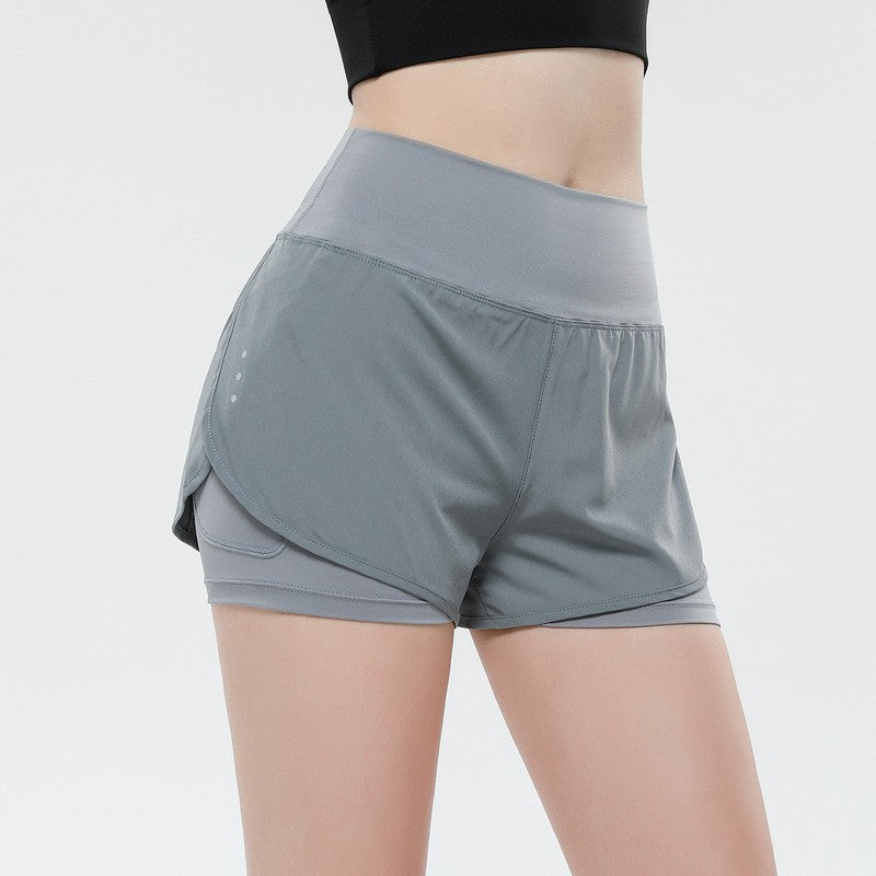 Wide Waistband 2-in-1 Running Shorts With Pocket