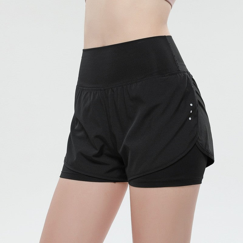 Wide Waistband 2-in-1 Running Shorts With Pocket