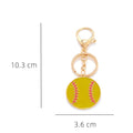 Enamel Baseball Charm Keychain - Gold